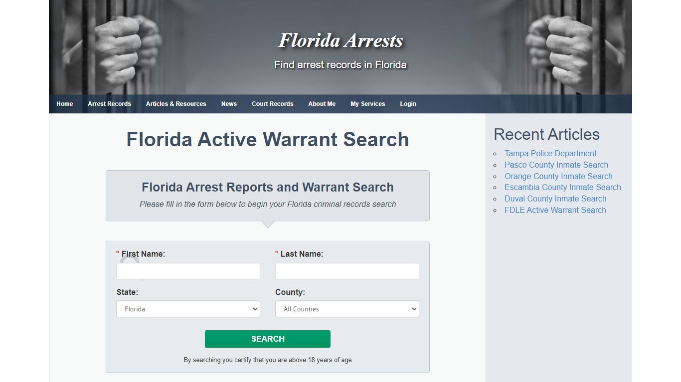 Florida Active Warrant Search - FL Arrests