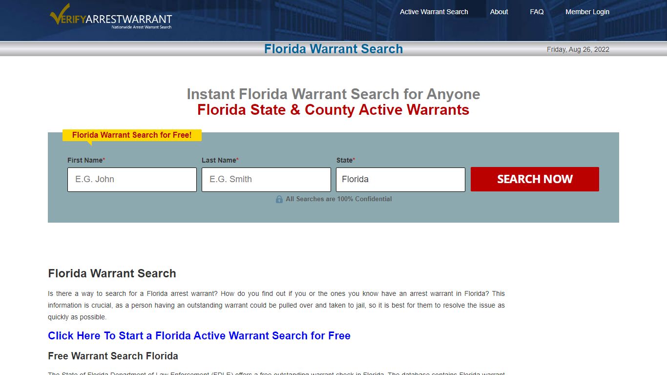 Florida Warrant Search - Free Warrant Search Florida