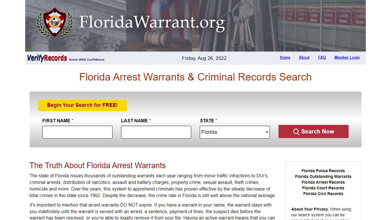 Florida Arrest Warrants|FloridaWarrant.org